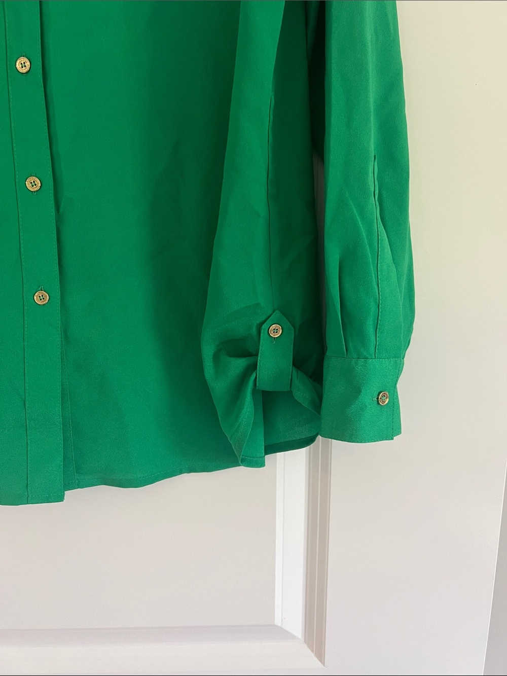 Calvin Klein Green Long-Sleeve Zip-Pocket Blouse - Picture 3 of 8